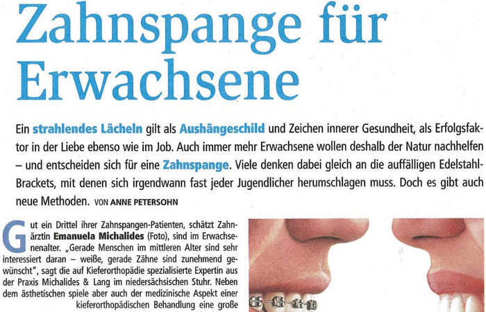 BEWUSST LEBEN vom 03.08.2013 Seite 4 | Zahnspange für Erwachsene - Emanuela Michalides über neue Methoden der Kieferorthopädie
