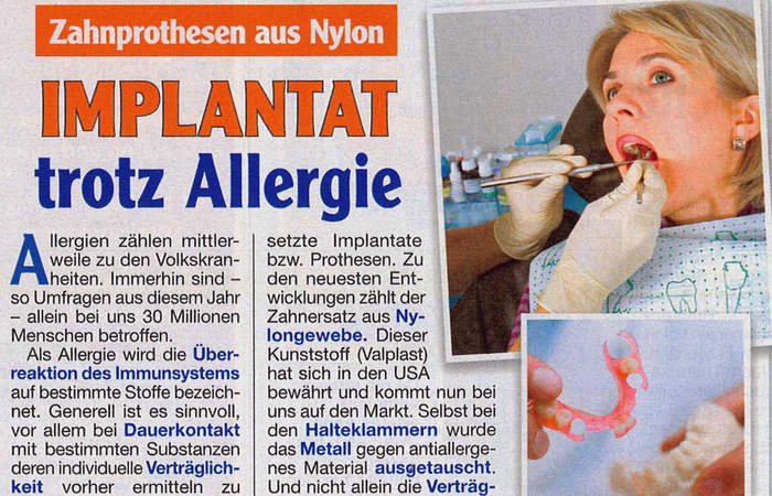Echo der Frau vom 10.08.2011 Seite 58 | Zahnprothesen aus Nylon - Implantat trotz Allergie
